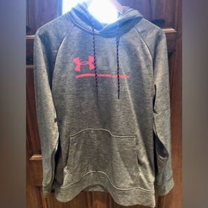 Under Armor gray and coral pullover hoodie in size medium